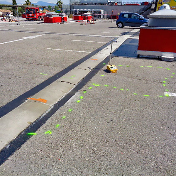 Détection d’infiltrations sur un parking aérien, membrane autoprotégée avec revetement bitume - CASINO de Villeneuve-Loubet