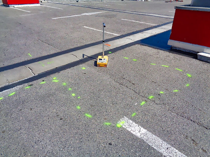 Détection d’infiltrations sur un parking aérien, membrane autoprotégée avec revetement bitume - CASINO de Villeneuve-Loubet